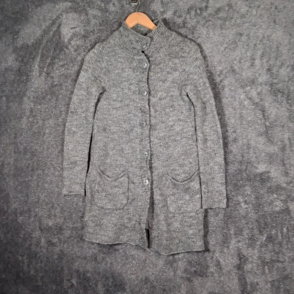 J JILL women's cardigan wool alpaca blend button up gray size xs